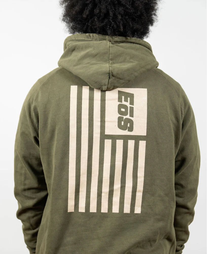 Men's EōS Flag Vintage Raglan Hoodie - Olive - Image 3